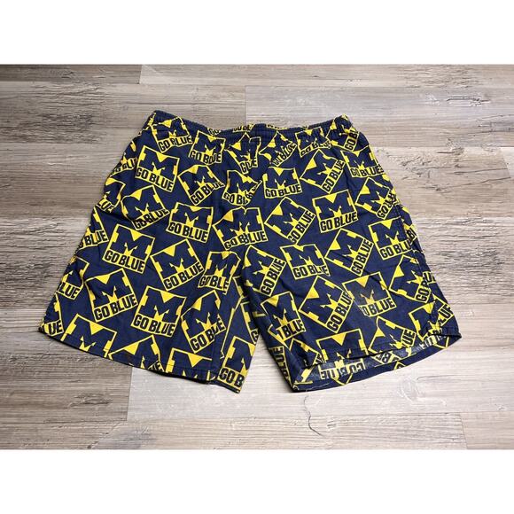 Vintage 90s University of Michigan Shorts Bottom Drawers Drawstring Go Blue Sz M - Picture 1 of 8